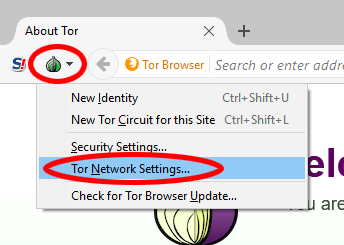 Menu Tor browseru